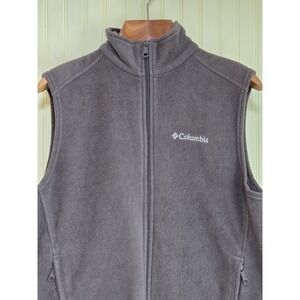 Columbia Fleece Vest Mens Small Gray Full Zip Sleeveless Jacket Outdoors